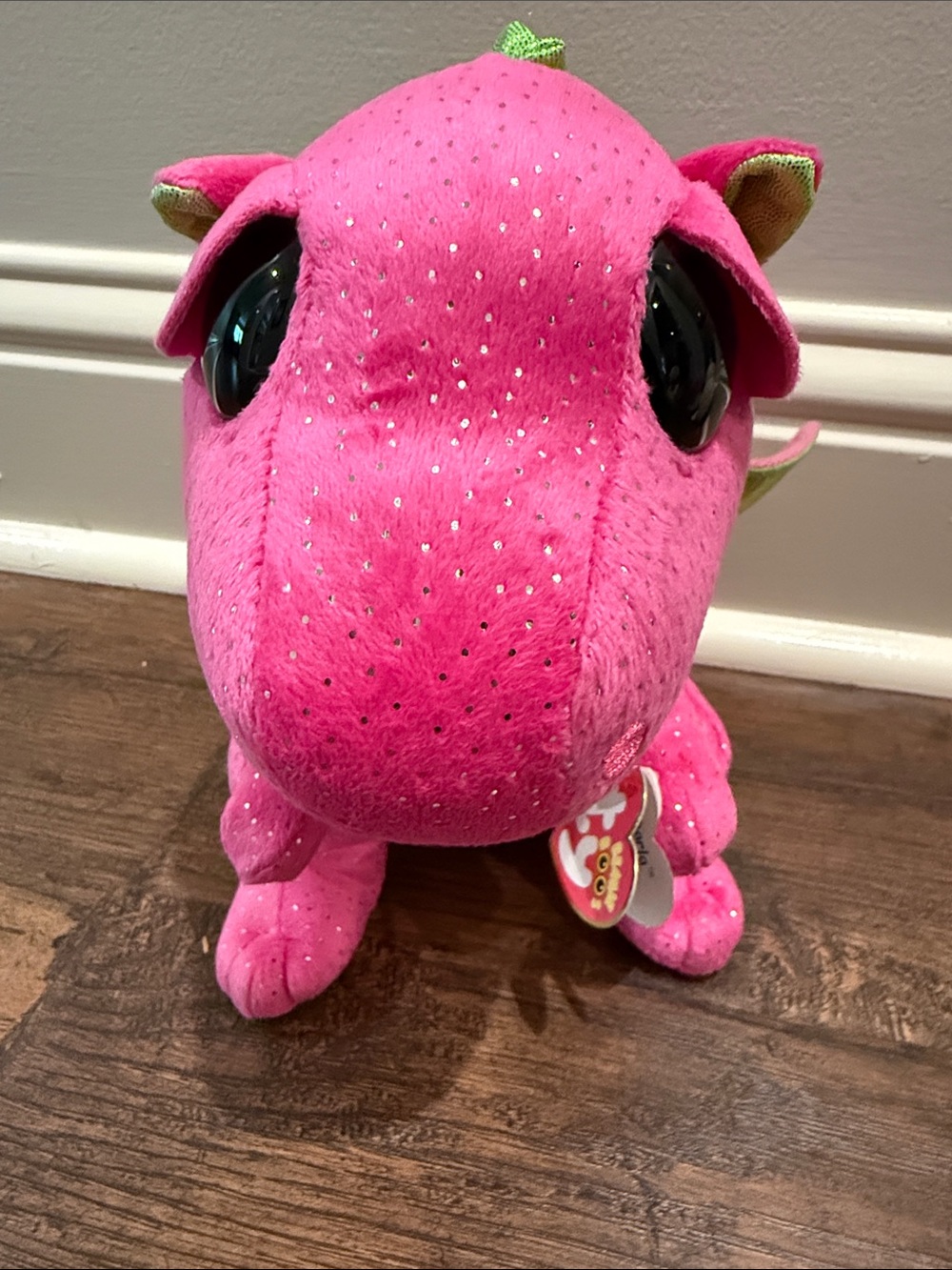 Ty Pink Sparkle Dragon Plush with Big Eyes - Darla